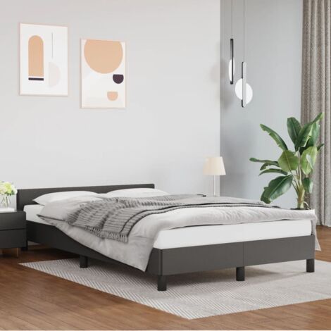 Lit adulte avec tête de lit - Cadre de lit - Lit simple Gris 120x200 cm Similicuir -82500 (1/5)