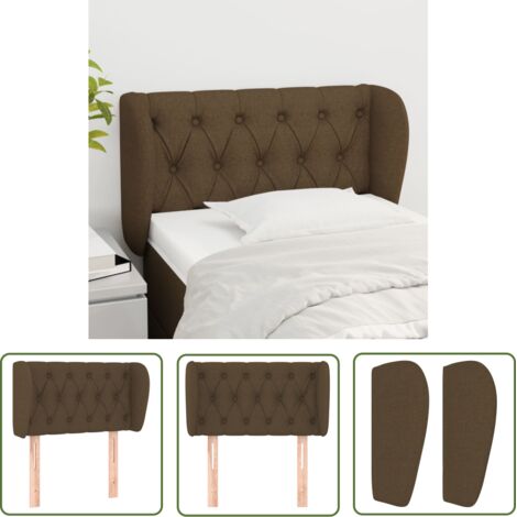 The Living Store Tête de lit avec oreilles Marron Foncé 83x23x78/88 cm Tissu - Tête De Lit - Têtière De Lit - Meuble De Chambre - Literie - Décoration Chambre (1/5)