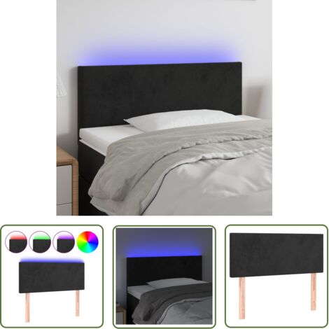 The Living Store Tête de lit à LED Noir 90x5x78/88 cm Velours - Tête De Lit Led - Tête De Lit Velours - Tête De Lit Moderne - Éclairage Led - Tête De Lit Ajustable (1/5)