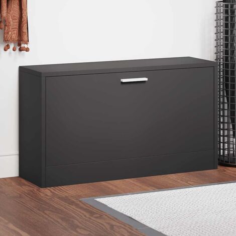 Banc à chaussures, Meuble d'entrée, Banc de Rangement Noir 80x24x45 cm Bois d'ingénierie NKK27468
