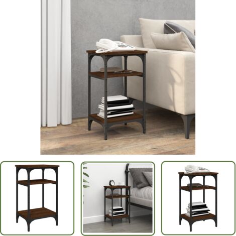 The Living Store Table d'appoint Chêne marron 35x30x60 cm Bois d'ingénierie - Table D'appoint - Table Basse - Meuble Industriel - Table Design - Table Salle De Séjour (1/5)