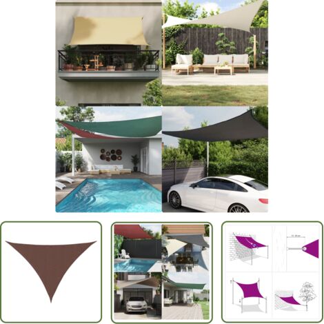The Living Store Voile de parasol tissu oxford triangulaire 3,5x3,5x4,9 m marron - Parapluie - Voile Solaire - Parasol Extérieur - Protection Solaire - Abri Solaire (1/5)