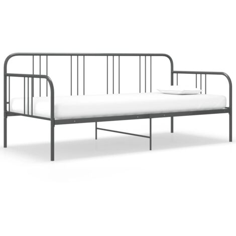 Cadre de canapé-lit  Lit adulte  Lit d'Invité de jour pour Relax Gris Métal 90x200 cm -61656