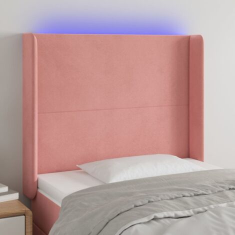 Armoire de tête de lit Tête de lit à LED, Hauteur réglable pour Chambre Rose 103x16x118/128 cm Velours -33142 (1/5)
