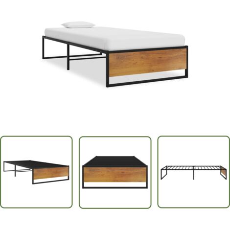 The Living Store Cadre de lit sans matelas noir métal 100x200 cm - Cadre De Lit - Lit Double - Literie - Meuble Chambre - Décoration Chambre (1/5)