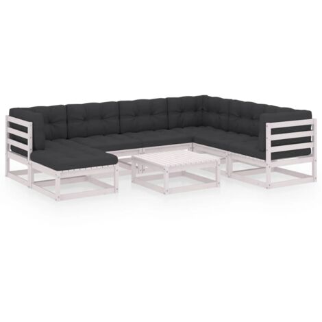 Salon de jardin 8 pcs - Canapé de jardin - Ensembles de Meubles d'exterieur - avec coussins Bois de pin massif Chic-639079 (1/5)