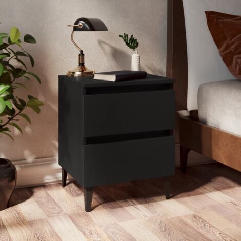 Lot de 2 Tables de chevet Table d'Appoint Industriel - Tables de Nuit Commodes Noir 40x35x50 cm Aggloméré -BV76321 (1/5)