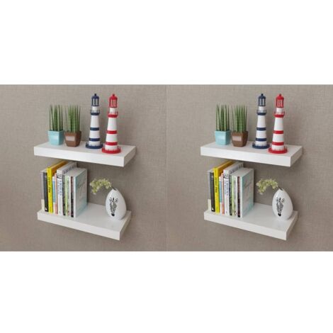 Lot de 4 Étagères murales pour Salon Bureau Chambre Blanc 40 cm -BV95557 (1/5)