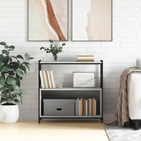 Bibliothèque, Étagère de Rangement, Meuble de Rangement Ouvert, pour Bureau, Salon sonoma gris 80x30x78,5 cm bois d'ingénierie et fer NKK69152 (1/5)