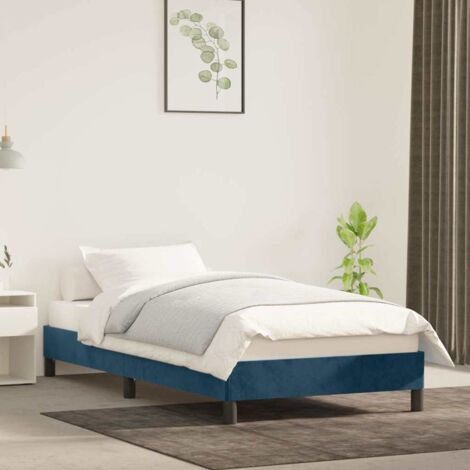 Lit adulte Moderne - Cadre de lit pour Adultes, Enfants pour Couchage Bleu foncé 90x190 cm Velours -13714 (1/5)