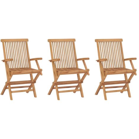 INLIFE Chaises de jardin pliables 3 pcs Bois de teck massif (1/5)