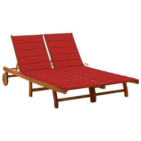 Bain de soleil 2 places Moderne - Transat - Fauteuil de jardin relax - avec coussins Acacia solide Chic-491901 (1/5)