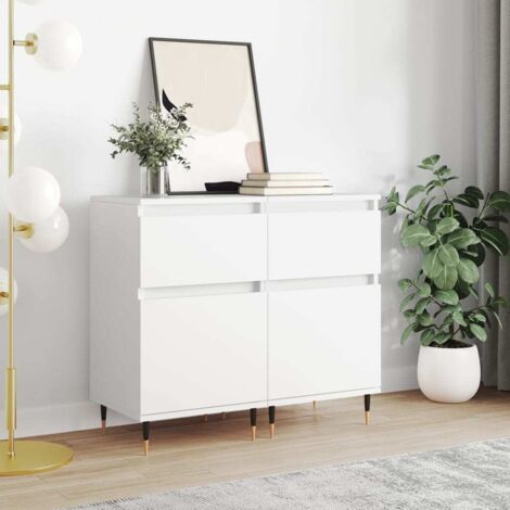 2 pcs Buffets, Meubles de Rangement, Armoires de Cuisines blanc 40x35x70 cm bois d’ingénierie NKK72707 (1/5)