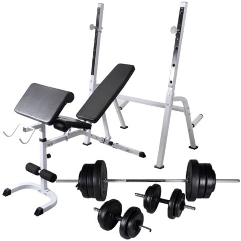 Banc d'entraînement, Banc de musculation Fitness et support de poids jeu d'haltères 60,5 kg NKK59215 (1/5)