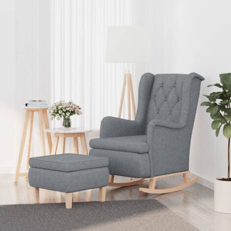 Fauteuil à bascule agréable - Chaise avec pieds à bascule et tabouret Gris clair Tissu pour salon -BV46219 (1/5)