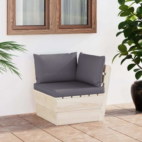 Canapé d'angle palette de jardin avec coussins Salon de jardin style industriel Banc de jardin Épicéa imprégné -BV32150 (1/5)