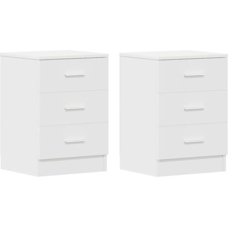 Lot de 2 Tables de chevet Tables d'Appoint Industriel Tables de nuit Blanc 38x35x56 cm Bois d'ingénierie -BV70391 (1/5)