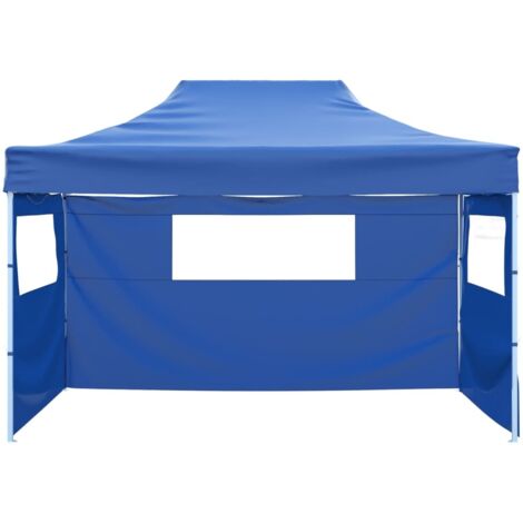 Tente pliable avec 3 parois 3 x 4,5 m Bleu (1/5)