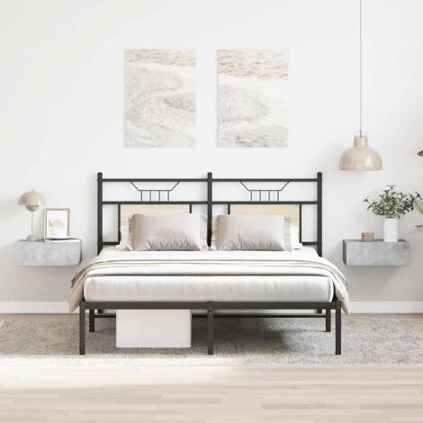 Lot de 2 Tables de chevet flottantes,Tables d'Appoint Industriel - Tables de Nuit Gris béton 40x30x15 cm -BV35042 (1/5)