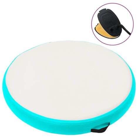 Tapis gonflable de gymnastique avec pompe, Tapis d'entranement 100x100x15cm PVC Vert MKS20652 (1/5)