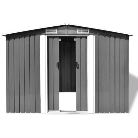INLIFE Abri de stockage pour jardin Métal Gris 257 x 205 x 178 cm (1/5)
