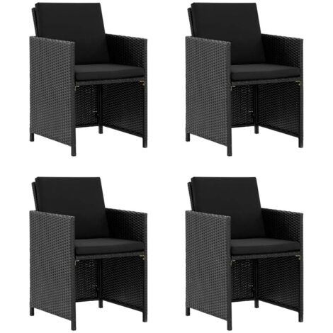 Salon de jardin 5 pcs,Mobilier de terrasse,Table et Chaise pour Relax avec coussins Résine tressée Noir -YZ632965 (1/5)