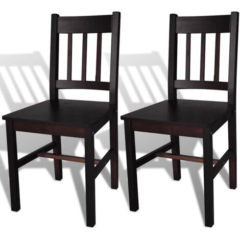 Lot de 2 Chaises à manger,Chaises de salle à manger marron foncé pinède HH51494 (1/5)