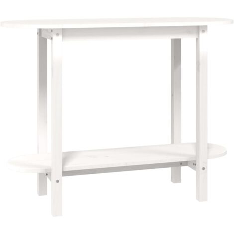 Table console Table d'appoint design industriel - Blanc 110x40x80 cm Bois massif de pin BV59413 (1/5)