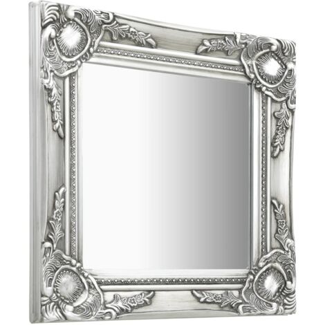 Miroir mural - Miroir de maquillage mural pour Salon,Chambre,Design Moderne style baroque 40x40 cm Argenté -77886 (1/5)