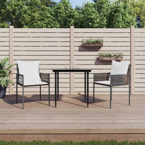 Lot de 2 Chaises/Fauteuils Modernes de jardin et coussins marron 54x61x83 cm rotin -TF85081 (1/5)