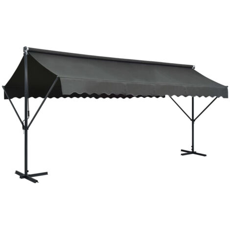 Auvent sur pied, Store Banne, Store double pente manuel 500 x 300 cm Anthracite LKOWF74275