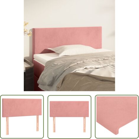 The Living Store Tête de lit Rose 100x5x78/88 cm Velours - Tête De Lit - Literie - Meuble Chambre - Velours - Rose (1/5)