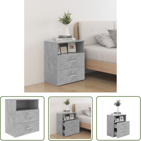 The Living Store Table de chevet Gris béton 50x32x60 cm - Table De Chevet - Meuble De Chambre - Table Latérale - Table Nuit - Design Moderne (1/5)