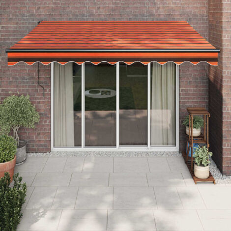 Auvent rétractable, Store Banne, Marquise Brise-soleil orange et marron 3x2,5 m tissu et aluminium LKOWF78552 (1/5)