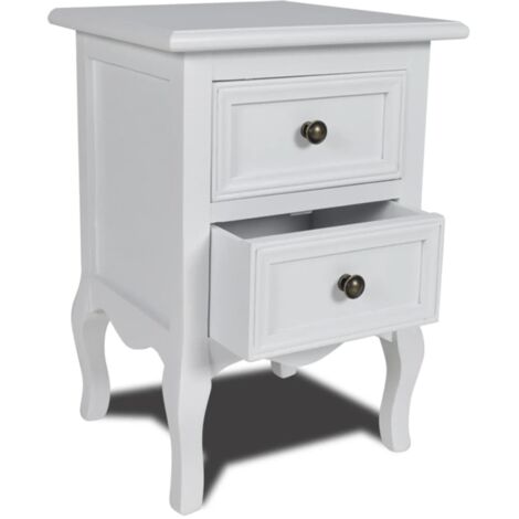 Table de chevet Bout de Canapé Table d'Appoint Chevet avec 2 tiroirs MDF Blanc -BV45126 (1/5)