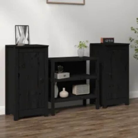 Lot de 2 Buffets Vintages,Enfilades Noir 40x35x80 cm Bois massif de pin -TZ94084 (1/5)