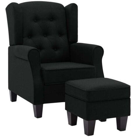 Fauteuil Salon Confortable avec repose-pied, Chaises pour Salon, Siège élégant pour Chambre Noir Tissu ZSD29922 (1/5)