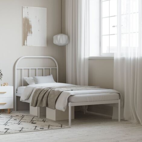 Lit Adulte avec tête de lit magnifique - Cadre de lit métal pour Chambre,Matériau durable blanc 90x200 cm -58774 (1/5)