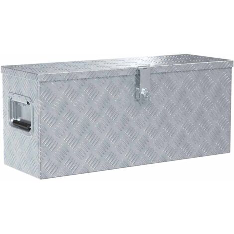 Boîte de Rangement, Coffre de Rangement de chantier en aluminium 76,5 x 26,5 x 33 cm Argenté LKF68084