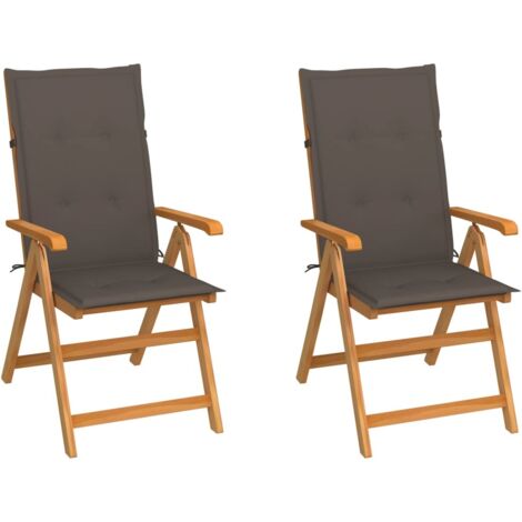 Chaises/Fauteuils de jardin 2 pcs avec coussins taupe Bois de teck massif -TF73579 (1/5)