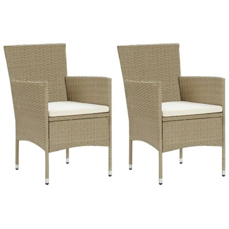 Lot de 2 Chaises de salle à manger de jardin,Fauteuils à Dîner Résine tressée Beige -TF84498 (1/5)