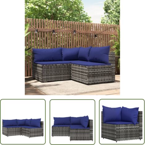 Furniture Limited - Salon de jardin 3 pcs avec coussins Gris Rési (1/5)