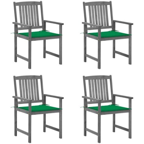 Lot de 4 Chaises/Fauteuils de jardin avec coussins Gris Bois d'acacia massif -TF10252 (1/5)