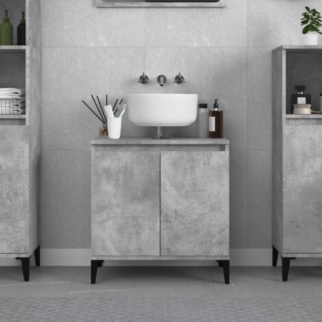 Chic Meuble sous vasque simple,Meuble bas sous vasque,Armoire d'évier de salle de bain gris béton 58x33x60 cm bois d'ingénierie -30932 (1/5)