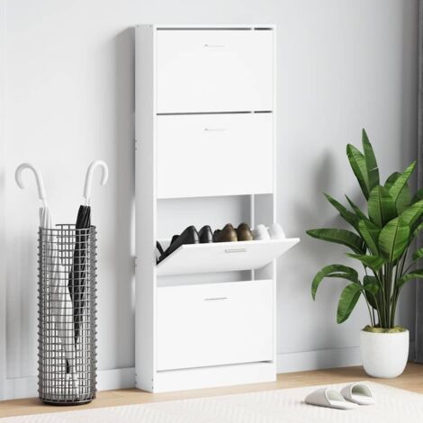 Meuble à chaussures Armoire à chaussures, Facile à Monter Blanc 59x17x150 cm Bois d'ingénierie -99287 (1/5)