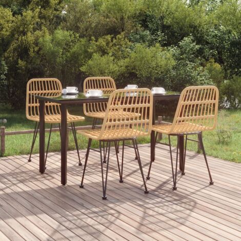 5 pcs Ensemble à dîner de jardin Table et Chaises de Salle à Manger Résine tressée -24402 (1/5)