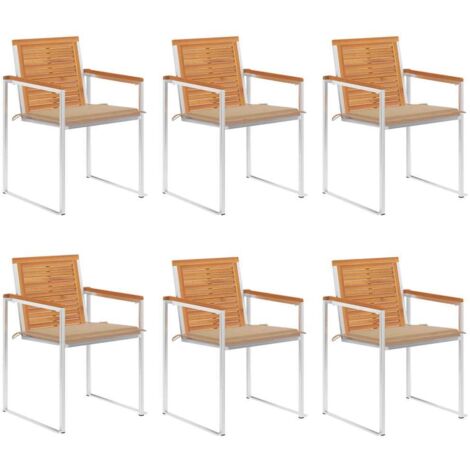Chaises/Fauteuils de jardin 6 pcs avec coussins Bois d'acacia solide -TF62587 (1/5)