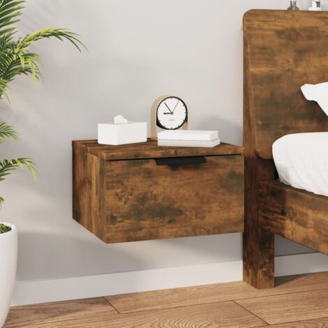 Table de chevet Table d'Appoint Table de Nuit murale Chêne fumé 34x30x20 cm -BV39080 (1/5)