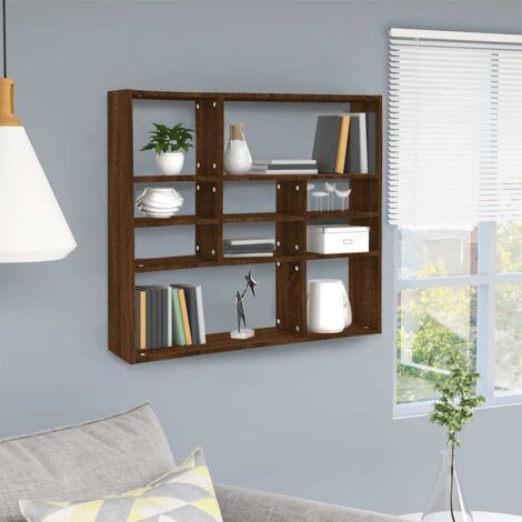 Étagère murale Moderne - Meuble Étagère murale Rangement multiposition Chêne marron 90x16x78 cm Bois d'ingénierie -BV19570 (1/5)