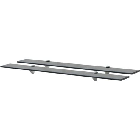 Lot de 2 Étagères murales pour Salon Bureau Chambre Verre 90 x 20 cm 8 mm -BV58092 (1/5)